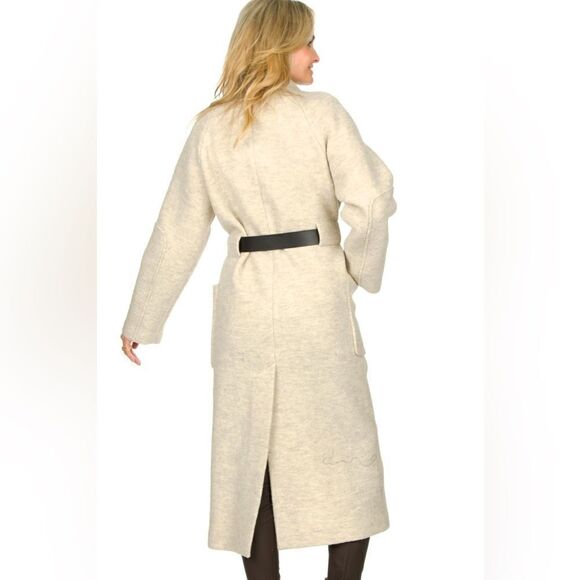 NWT Ba&Sh Come Wool White Tranch Coat Black Leather Belt Size XS - Picture 7 of 16